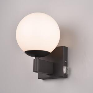 Trio Lighting Kula aplică baie, abajur de sticlă IP44 negru, Negru, Baie, Metal, Modern, glob