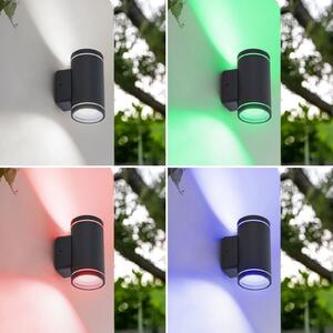 Lindby Smart LED Aplică de exterior Valtin CCT RGB Tuya IP54, reglabil, Negru, Oțel inoxidabil, Modern, Spot de perete