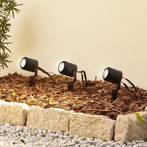 Lindby Smart LED reflector de exterior Nymo, CCT, RGB, Tuya, set 3, reglabil, Negru, Metal, Modern
