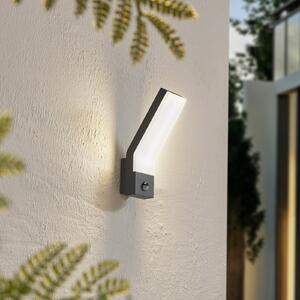 Lindby LED-Aparec de iluminat exterior Korvik, 26 cm, antracit, senzor, Negru, Aluminiu, Modern