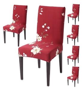 Set 6 huse cu elastic pentru scaune, Red Kriva