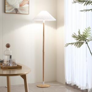 Lucande Lampă de podea Ellorin, alb, lemn, Ø 47,5 cm, E27, Alb, Camera de zi / sufragerie, Țesătură / Textil, Scandinavă