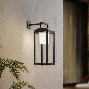 Lucande LED solar de perete Tilena, unghiular, negru, aluminiu, reglabil, Negru, Aluminiu, Modern