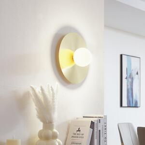 Lindby Aplică Zain, auriu/alb, sticlă, Ø 33 cm, G9, reglabil, Auriu / Alamă, Hol, Metal, Modern