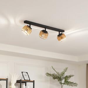 Lindby Plafonieră Ediz, 3 lumini, GU10, lemn, lungime 73 cm, reglabil, Negru, Hol, Metal, Modern