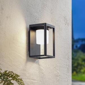 Lucande LED-Solar-aplică de perete Tilena, negru, aluminiu, senzor, Negru, Aluminiu, Modern