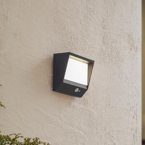 Lucande LED lampă solară de perete Dava, 14 cm înălțime, aluminiu, senzor, Negru, Aluminiu, Modern