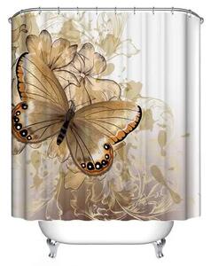 Set baie 2 piese: perdea si covoras, Gold Butterfly