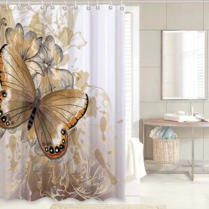 Set baie 2 piese: perdea si covoras, Gold Butterfly