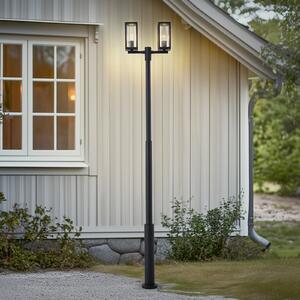 Lucande Lampă exterioară Siveta, 240cm, 2 becuri, negru, E27, IP65, reglabil, Negru, Aluminiu, Modern