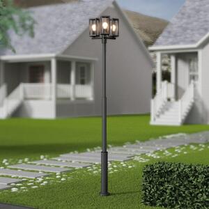 Lucande Lampa de exterior Siveta, 240cm, 3 becuri, negru, E27, IP65, reglabil, Negru, Aluminiu