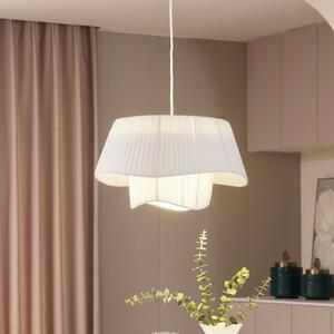 Lindby Lampă suspendată Eryndor, alb, textil, Ø 47 cm, E27, reglabil, Alb, Camera de zi / sufragerie, Țesătură / Textil, Modern