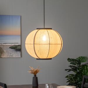 Lindby lampă suspendată Aurinil, culoarea lemnului, in, Ø 48cm, E27, reglabil, Lemn, Camera de zi / sufragerie, Țesătură / Textil, Casă de țară / Rustic