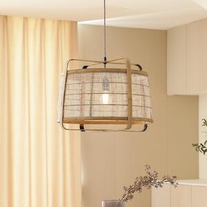 Lindby lampă suspendată Liriana, bambus, fier, Ø 45 cm, E27, reglabil, Lemn, Camera de zi / sufragerie, Bamboo, Casă de țară / Rustic