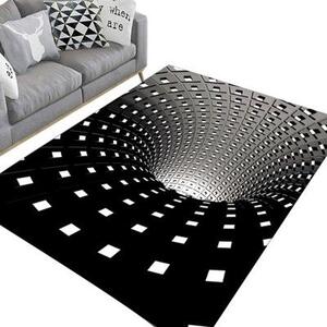 Set 2 x Covor alb/negru cu iluzie 3D, 50 x 80 cm