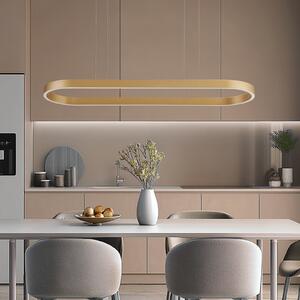 Lucande Smart LED lampă suspendată Melinay, aur, CCT, Tuya, reglabil, Auriu / Alamă, Camera de zi / sufragerie, Aluminiu, Modern