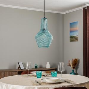 Lindby Suspensie Drakar, 1 lumină, albastru deschis, sticlă, Ø 25 cm, reglabil, Albastru, Camera de zi / sufragerie, Sticlă, Vintage