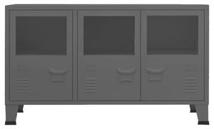 Servantă industrială, negru, 105x35x62 cm, metal și sticlă