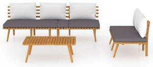 Set mobilier de grădină cu perne, 3 piese, lemn masiv de acacia