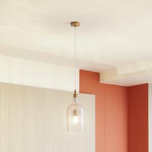 Lindby Suspensie Drakar, 1 lumină, chihlimbar, sticlă, Ø 19,5 cm, reglabil, Bej, Camera de zi / sufragerie, Sticlă, Vintage