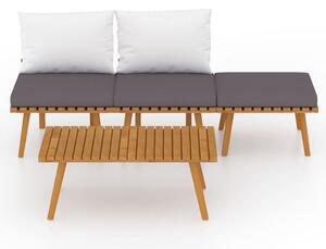 Set mobilier de grădină cu perne, 4 piese, lemn masiv de acacia