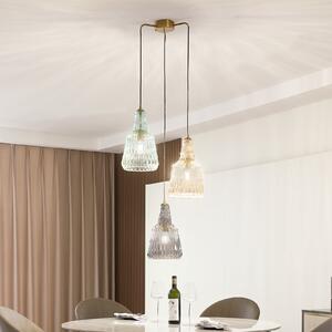 Lindby Lampă suspendată Belarion, multicoloră, 3 lumini, Ø 55 cm, reglabil, Multicolor, Camera de zi / sufragerie, Sticlă, Vintage