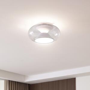 Lucande Plafonieră cu LED Orasa, sticlă, alb/clear, Ø 43 cm, Transparent, Camera de zi / sufragerie, Sticlă, Modern