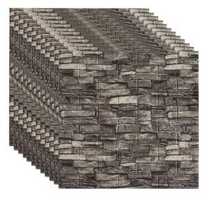 Set 5 x Tapet adeziv caramizi gri, 77 x 70 cm, spuma moale, Lima