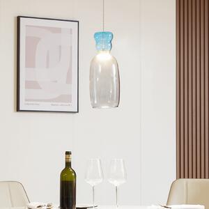 Lucande Lampă suspendată cu LED Fay, gri deschis/albastru deschis, sticlă,, Gri, Bucătărie, Sticlă, Viața tânără