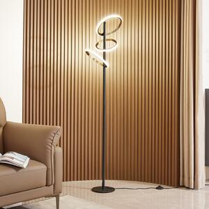 Lucande Lampă de podea cu LED Madu, negru, metal, 160 cm, reglabilă, reglabil, Negru, Camera de zi / sufragerie, Plastic, Modern