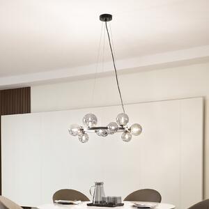 Lucande Lampă suspendată Naelen, negru/gri, 64,3 cm, sticlă, G9, reglabil, Gri, Camera de zi / sufragerie, Metal, Modern