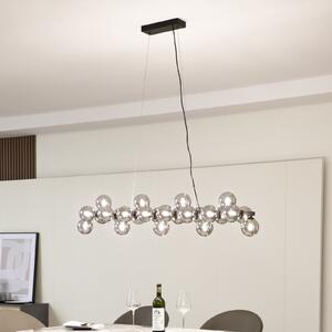 Lucande Lampă suspendată Naelen, negru/gri, 125 cm, sticlă, G9, reglabil, Gri, Camera de zi / sufragerie, Metal, Modern