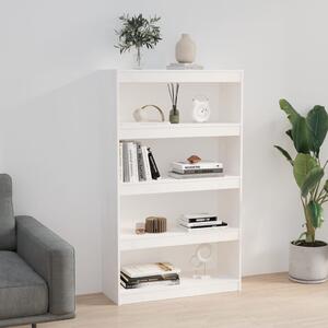 Bibliotecă/Separator cameră alb, 80x30x135,5 cm, lemn masiv pin