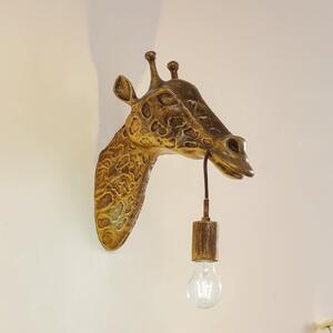 Lindby Aplică de perete Nirvathia, 35 cm, girafă, culoarea alamei, reglabil, Auriu / Alamă, Camera de zi / sufragerie, Metal, Design