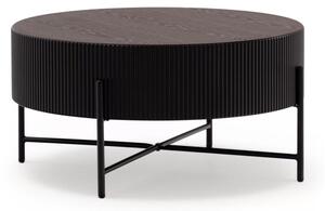 Măsuță de cafea Corbi 80 cm pentru living - nuc închis / negru mat