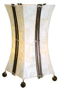 Woru Lampă de masă Milla, capiz și bambus, înălțime 30 cm, Alb, Camera de zi / sufragerie, Bamboo, Design