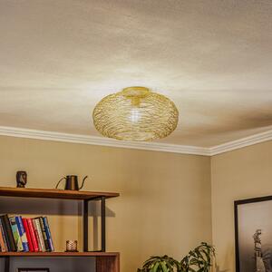 Lindby Plafonieră Kaviya, auriu, Ø 40 cm, fier, E27, reglabil, Auriu / Alamă, Camera de zi / sufragerie, Metal, Design