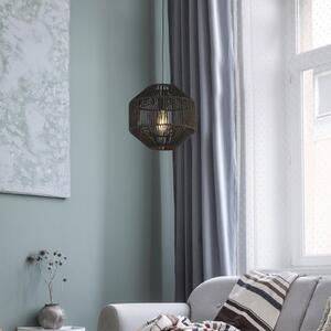 Searchlight Wicker lampă suspendată, 1 bec, reglabil, Negru, Metal, Modern, Felinar
