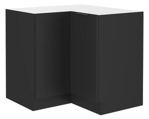 KONDELA Dulap de colţ inferior, negru, SIBER 90x90 DN 2F BB