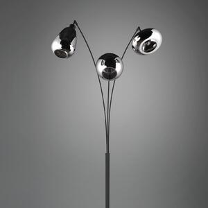 Trio Lighting Lampă de podea Lumina, 3 lumini, negru/cromatic, sticlă, Negru, Camera de zi / sufragerie, Metal, Modern