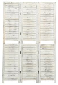 Paravan de cameră cu 3 panouri alb antichizat, 105x165 cm, lemn