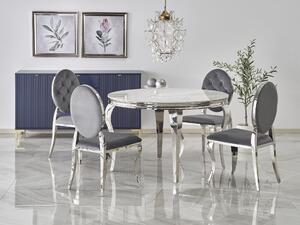Masă de sufragerie Regino (marmură albă + argintiu) (pentru 4 persoane). 1092405
