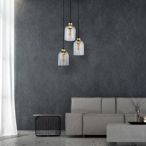 TK Lighting Lampă suspendată din sticlă Satipo, 3 becuri, transparentă, reglabil, Transparent, Camera de zi / sufragerie, Sticlă