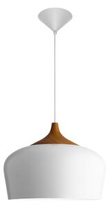 Aluminor Lampa suspendată Voltige, albă cu detalii din lemn, reglabil, Alb, Camera de zi / sufragerie, Metal, Scandinavă