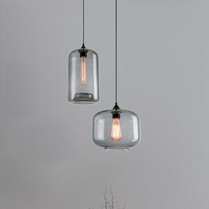 Zambelis 14101 lampă suspendată sticlă, gri fumuriu Ø 19 cm, reglabil, Gri, Camera de zi / sufragerie, Sticlă, Vintage