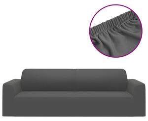 Husă elastică pentru canapea 3 locuri poliester jersey antracit