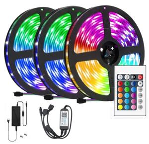 Set 3 x Banda LED RGB multicolor cu telecomanda 5 metri