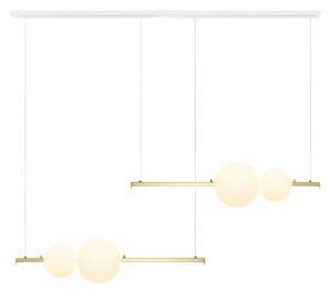 Zambelis Lampă suspendată LED 22235 lungime 105cm auriu/alb/opal, reglabil, Auriu / Alamă, Camera de zi / sufragerie, Metal, Modern