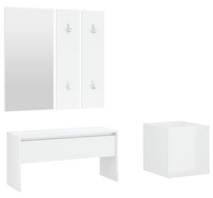 Set de mobilier pentru hol, alb extralucios, lemn prelucrat