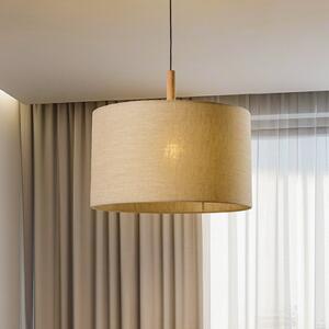 TK Lighting Lampă suspendată Deva Nature, 1 bec, abajur din material textil, reglabil, Bej, Camera de zi / sufragerie, Țesătură / Textil, Scandinavă
